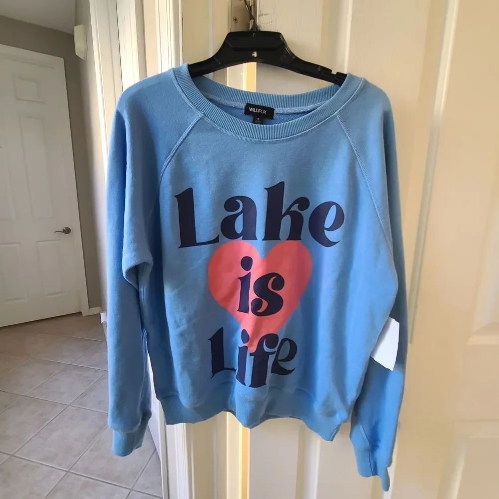 Wildfox Blue 'Lake is Life' Graphic Sweatshirt